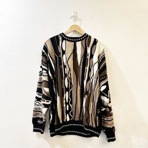 Vintage 90s Protege Brown Tan Coogi Style Crewneck Sweater 3D Knit Size Large